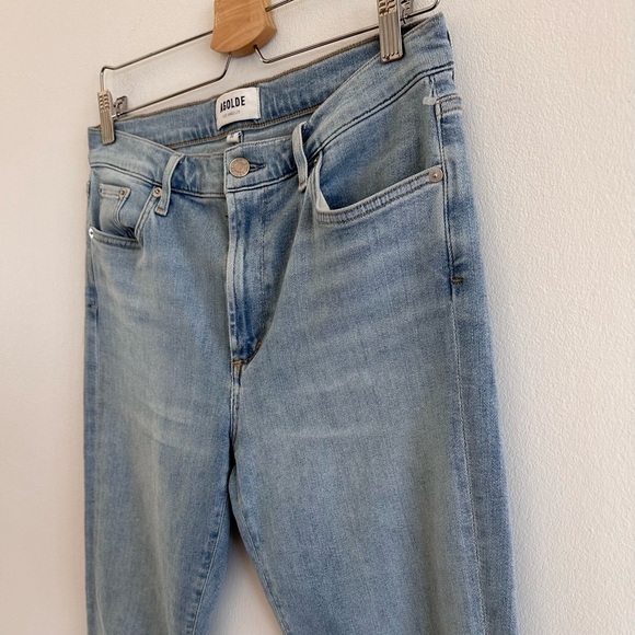 Agolde Sophie cropped high waist raw hem jeans size 30 - Picture 3 of 7